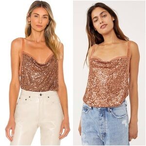 FREE PEOPLE Shimmer And Shine Sequin Bodysuit